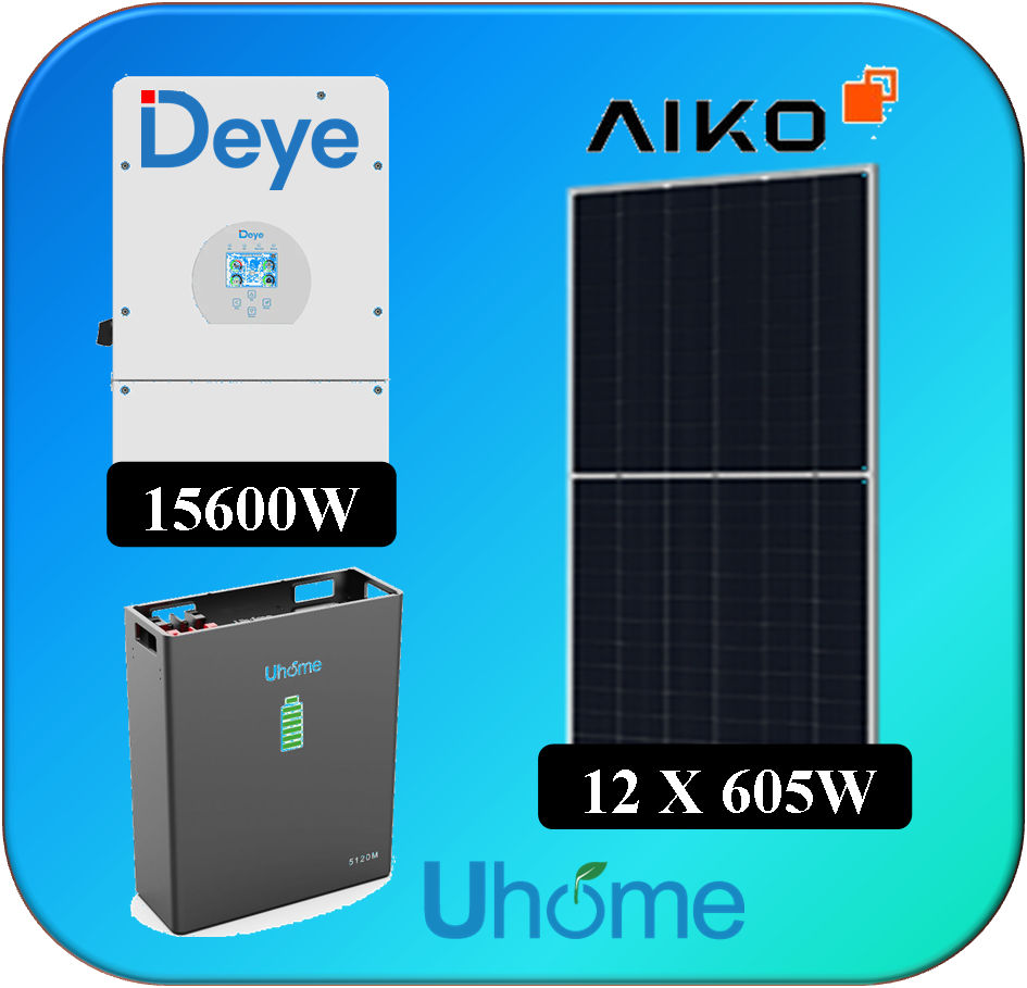 KIT 12 X 605W AIKO DEYE 12K THREE-PHASE UHOME