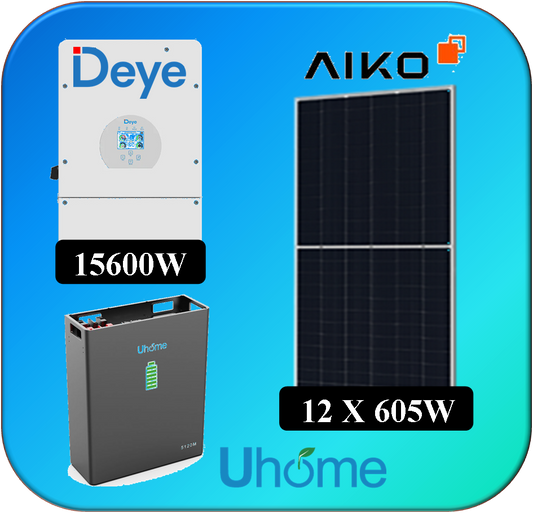 KIT 12 X 605W AIKO DEYE 12K THREE-PHASE UHOME