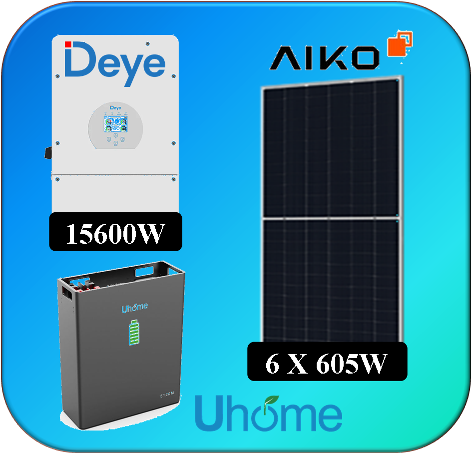 KIT 6 X 605W AIKO DEYE 12K THREE-PHASE UHOME