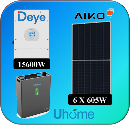 KIT 6 X 605W AIKO DEYE 12K THREE-PHASE UHOME