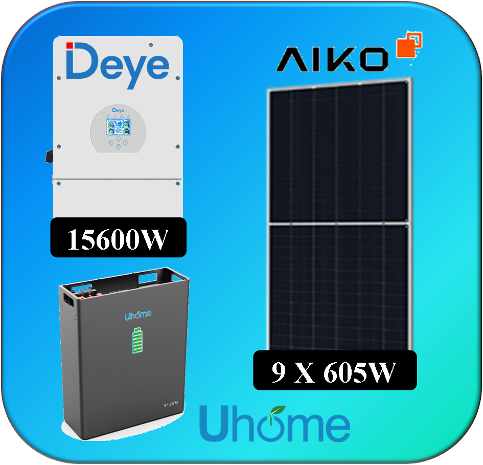 KIT 9 X 605W AIKO DEYE 12K THREE-PHASE UHOME