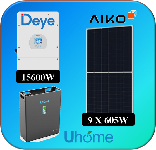 KIT 9 X 605W AIKO DEYE 12K THREE-PHASE UHOME