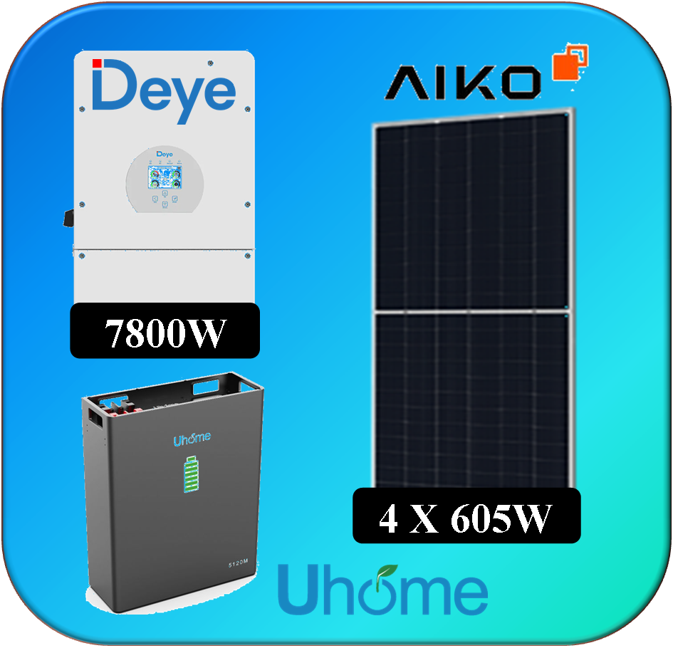 KIT 4 X 605W AIKO + DEYE HYD +UHOME