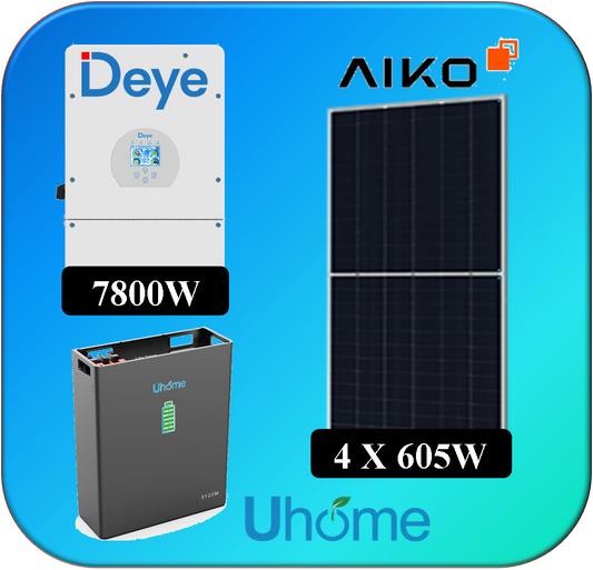 KIT 4 X 605W AIKO + THREE-PHASE DEYE +UHOME